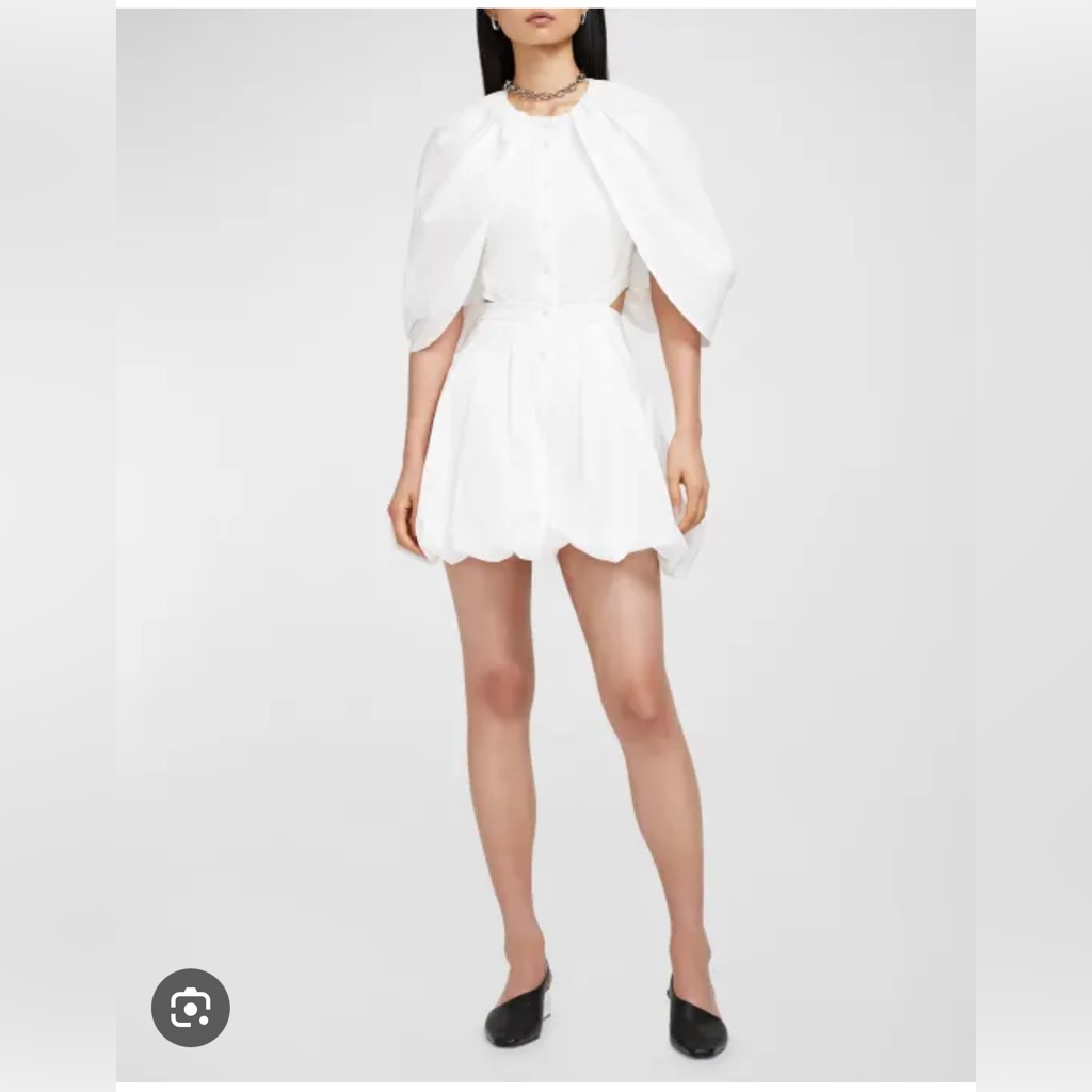 Simkhai White Button-Up Cotton Mini Dress Xs